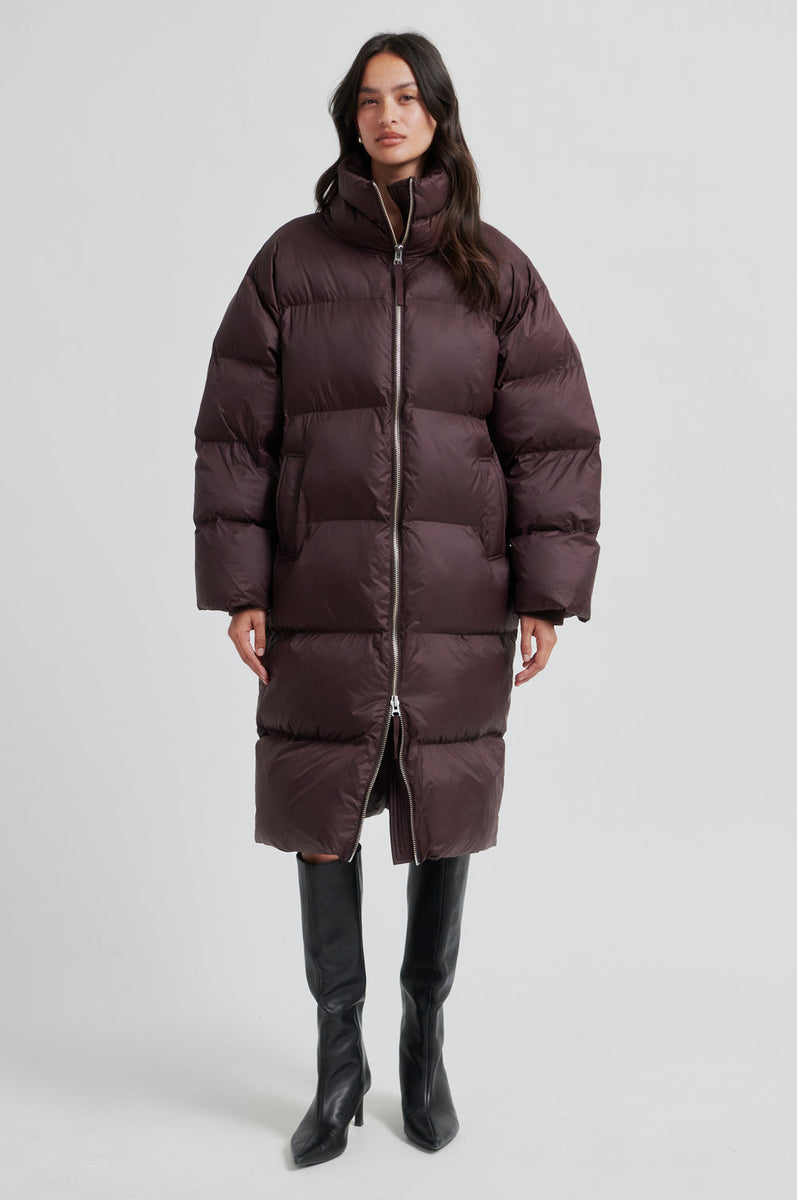 Long Puffer Jacket in Spice main image 1