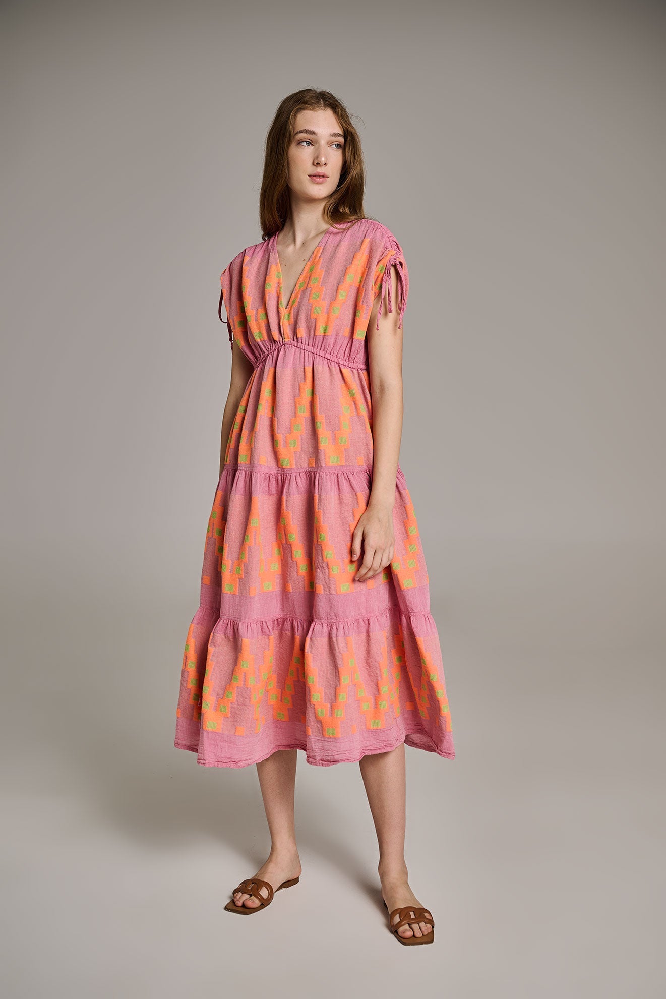 Topazio Pink Orange Dress Kitch Clothing